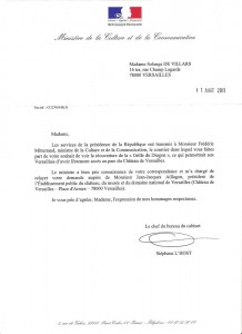 Lettre du Ministère de la Culture